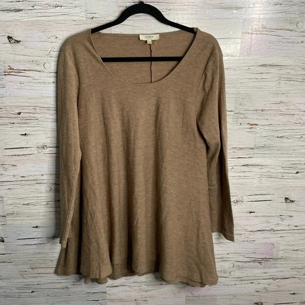 Umgee brown dress swing long sleeve size small mini